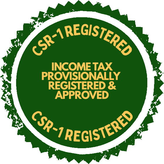 Seal reading: CSR-1 registered, income tax provisionally registered and approved.