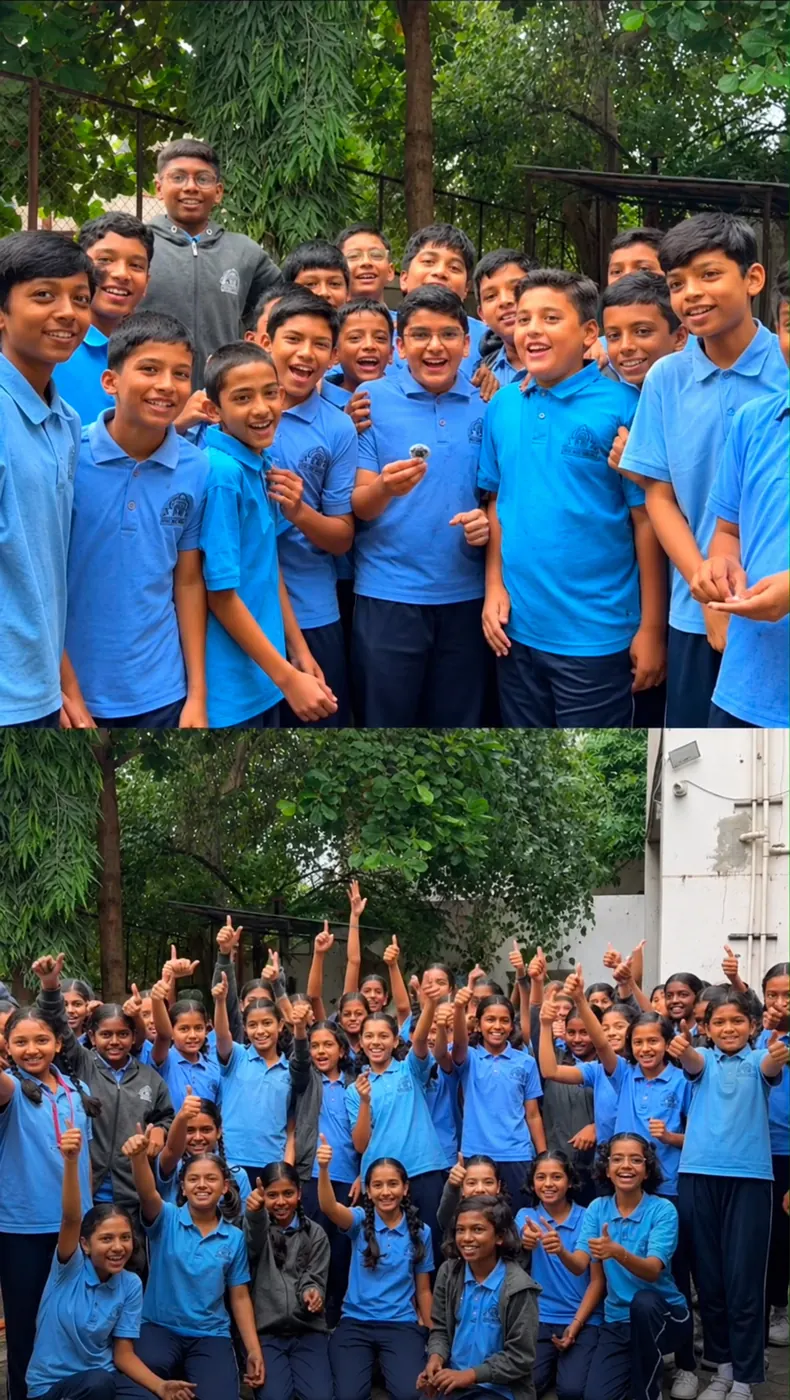 SBOA Public School children cheering after their seed-ball workshop.