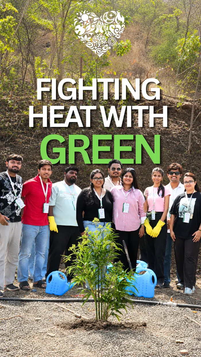 Students watering a freshly planted sapling on Environment Day.